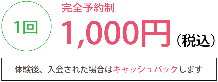 完全予約制　1回　1,000円（税別）